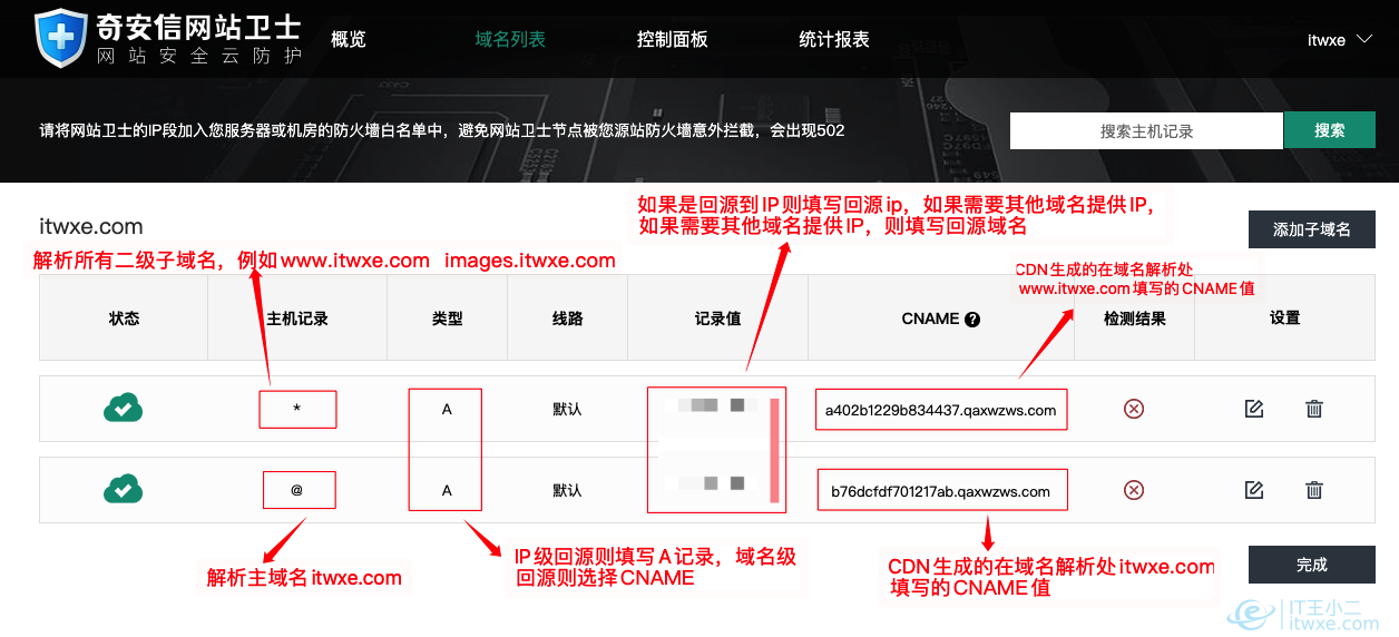 CDN解析记录配置